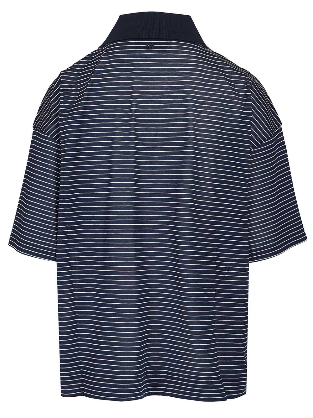 STRIPED BOXY FIT POLO WITH AMI DE COEUR PATCH Blue Shirt
