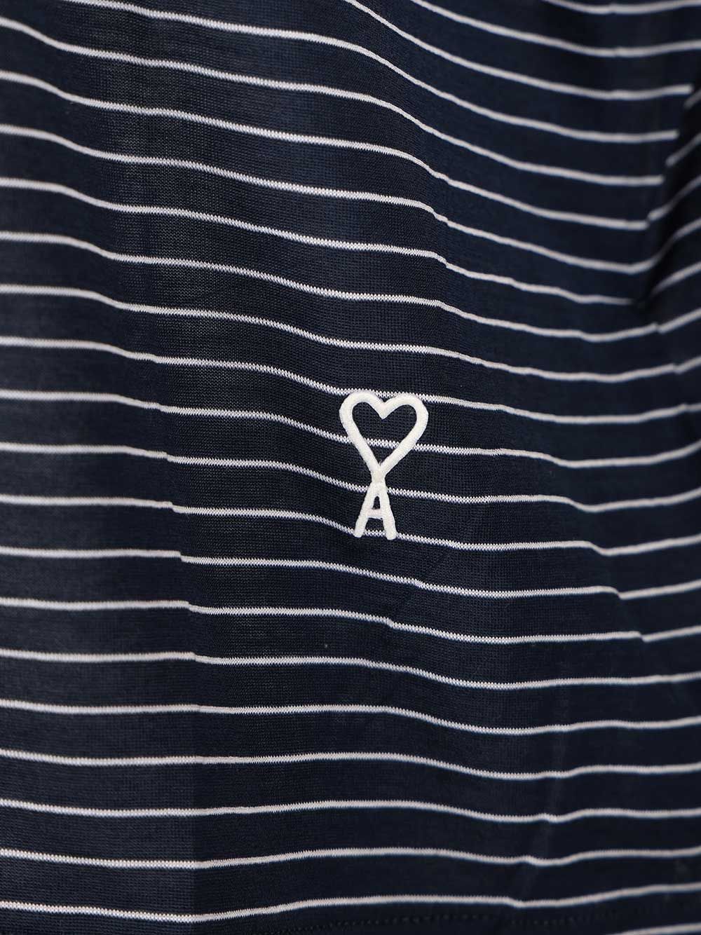 STRIPED BOXY FIT POLO WITH AMI DE COEUR PATCH Blue Shirt