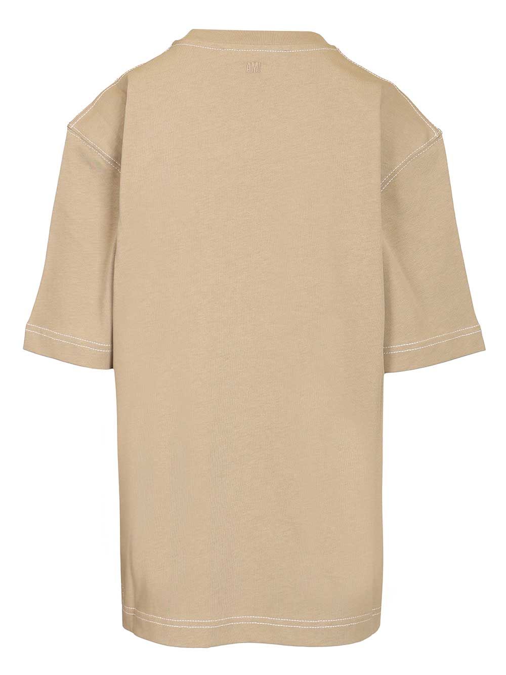 SHORT SLEEVES BOXY FIT TEESHIRT WITH TOPSTITCHED AMI DE COEUR Beige Mat Principale:coton T-shirt