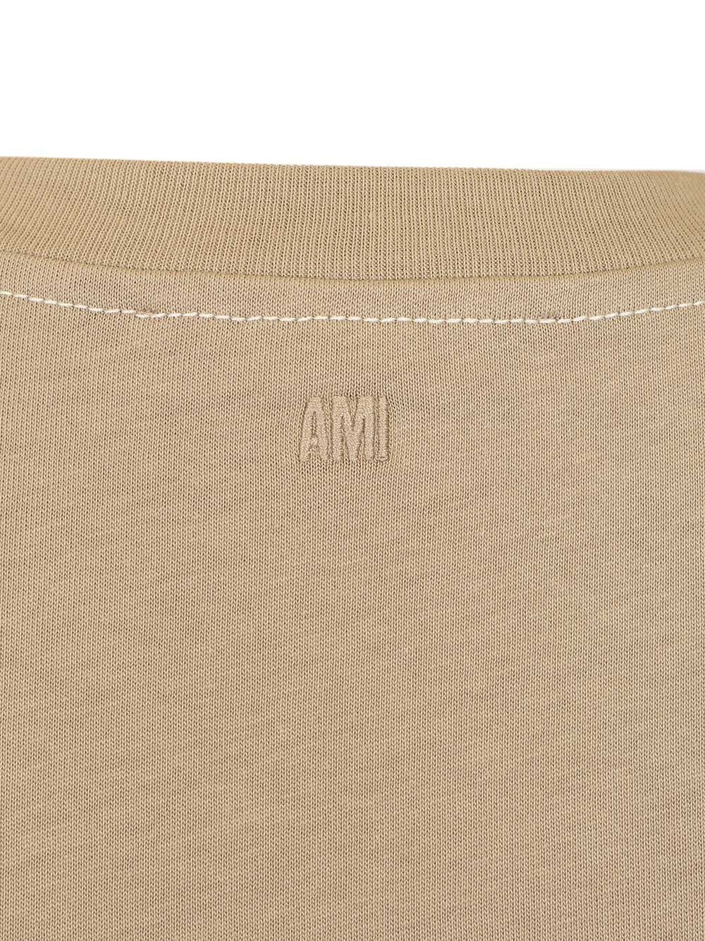 SHORT SLEEVES BOXY FIT TEESHIRT WITH TOPSTITCHED AMI DE COEUR Beige Mat Principale:coton T-shirt