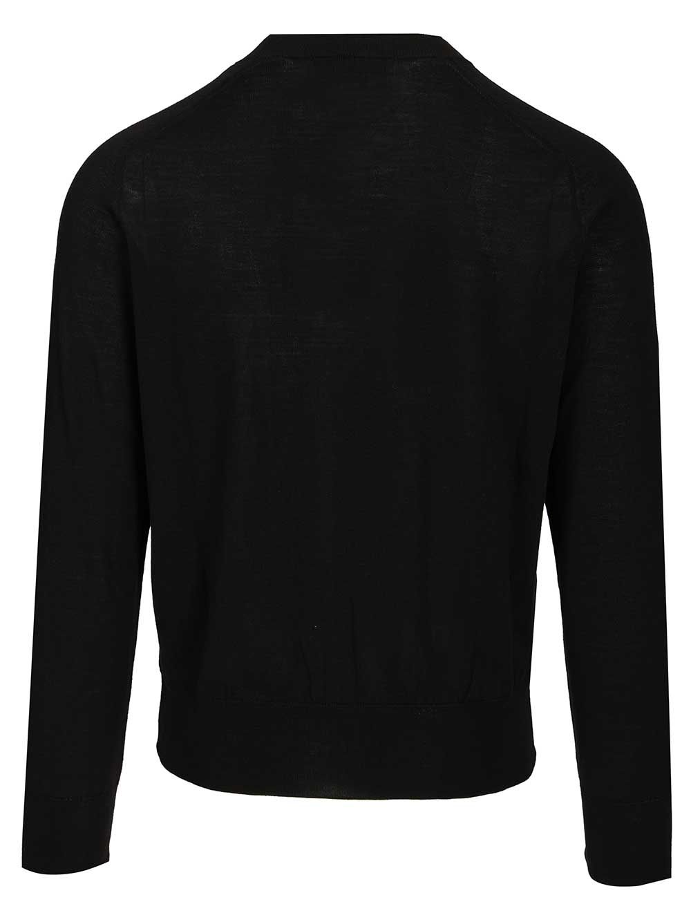 QUOTA -CREWNECK SWEATER WITH CONTRASTED AMI DE COEUR EXRAFINE MERINO WOOL Black Knitwear