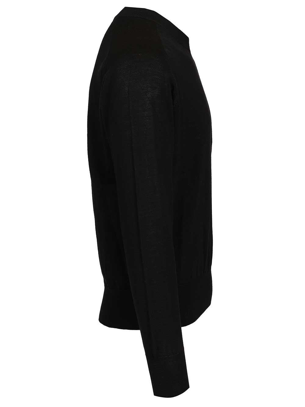 QUOTA -CREWNECK SWEATER WITH CONTRASTED AMI DE COEUR EXRAFINE MERINO WOOL Black Knitwear