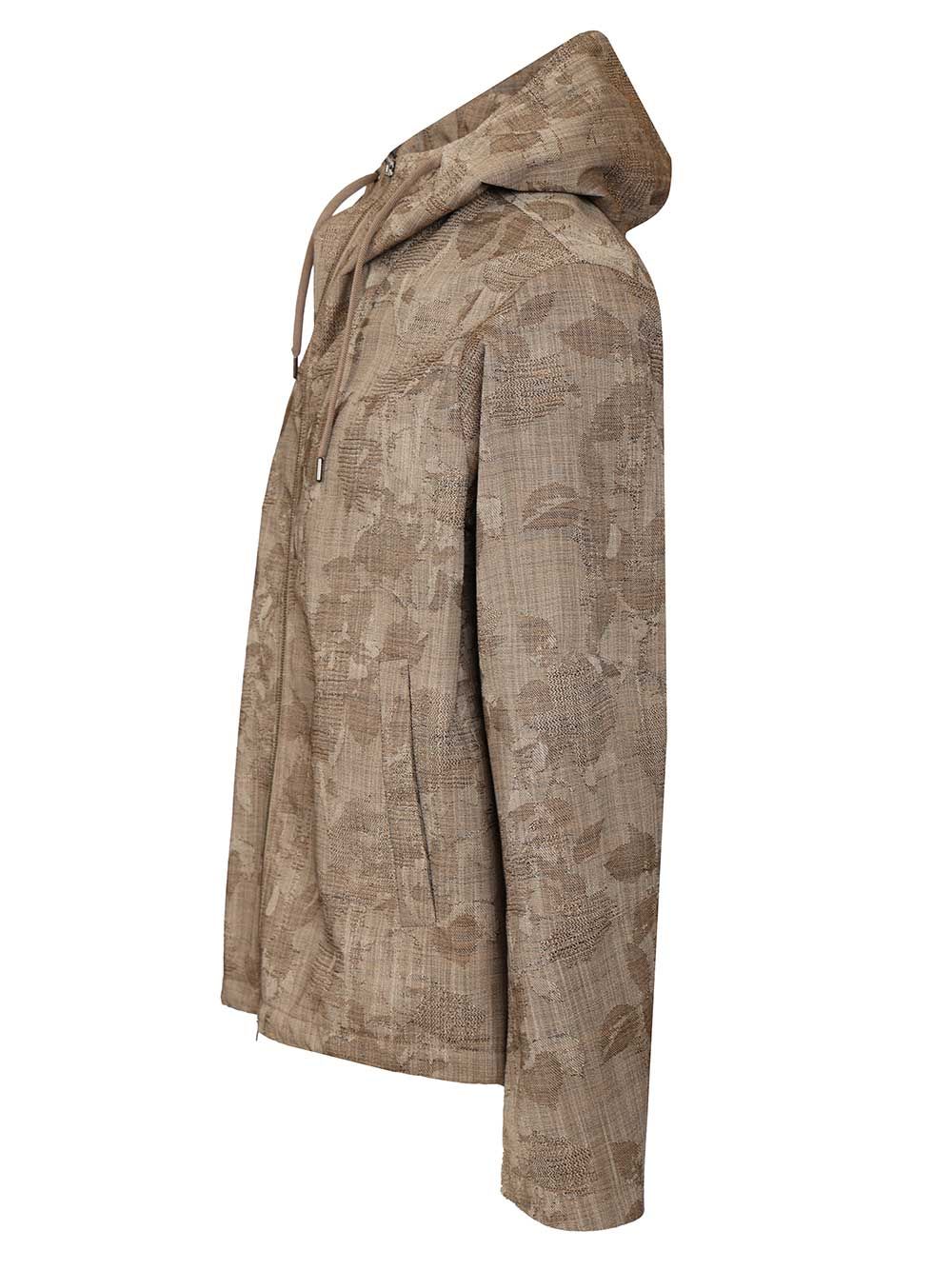 Jacquard Jacket Brown Polyester Lining Cotton