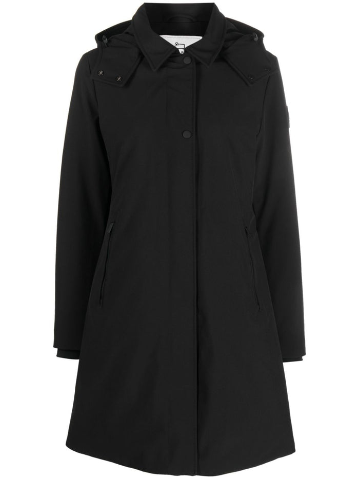 Firth Down Hooded Trench Black Jacket