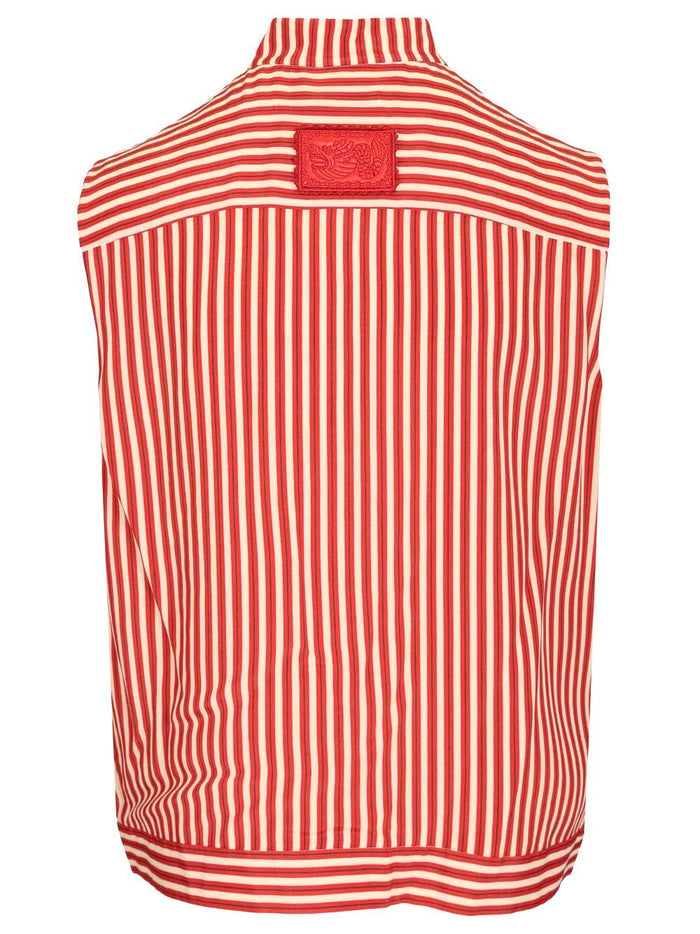Lorenzo Striped Top Red Silk Viscose Tops