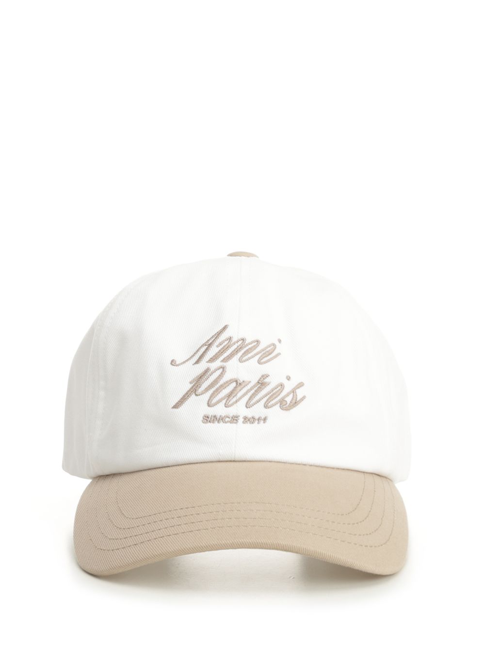BICOLOR AMI PARIS CAP COTTON GABARDINE Beige Hat