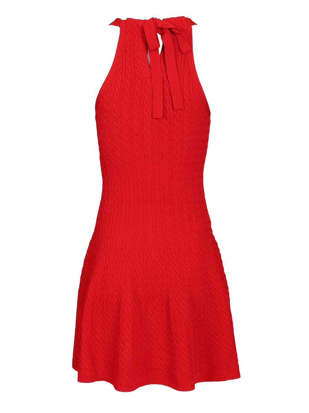 Cable knit halter dress Red Viscose Nylon (recycled)