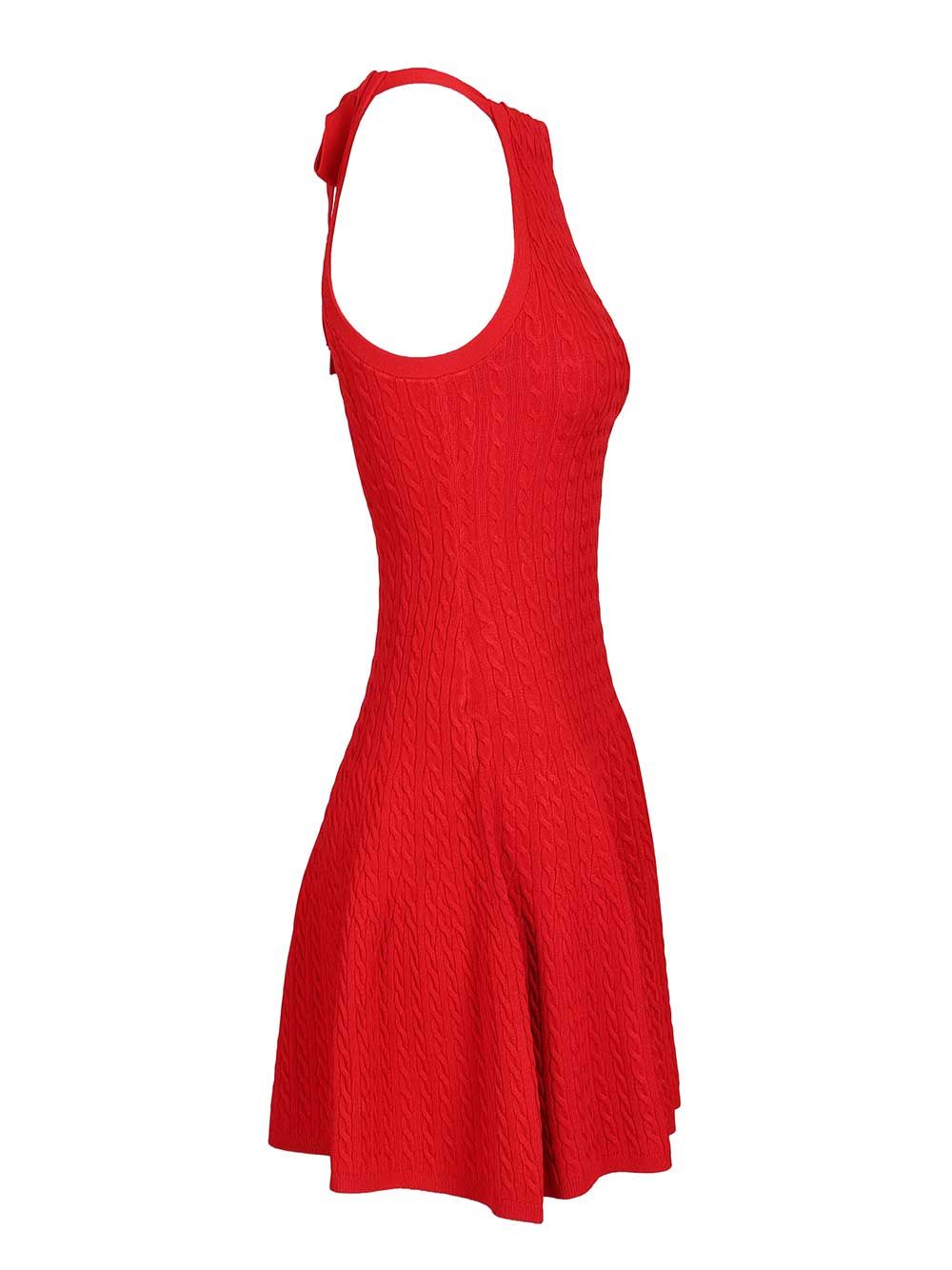 Cable knit halter dress Red Viscose Nylon (recycled)