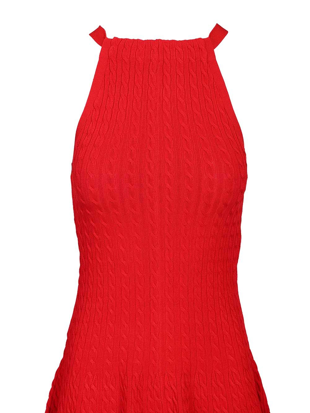 Cable knit halter dress Red Viscose Nylon (recycled)