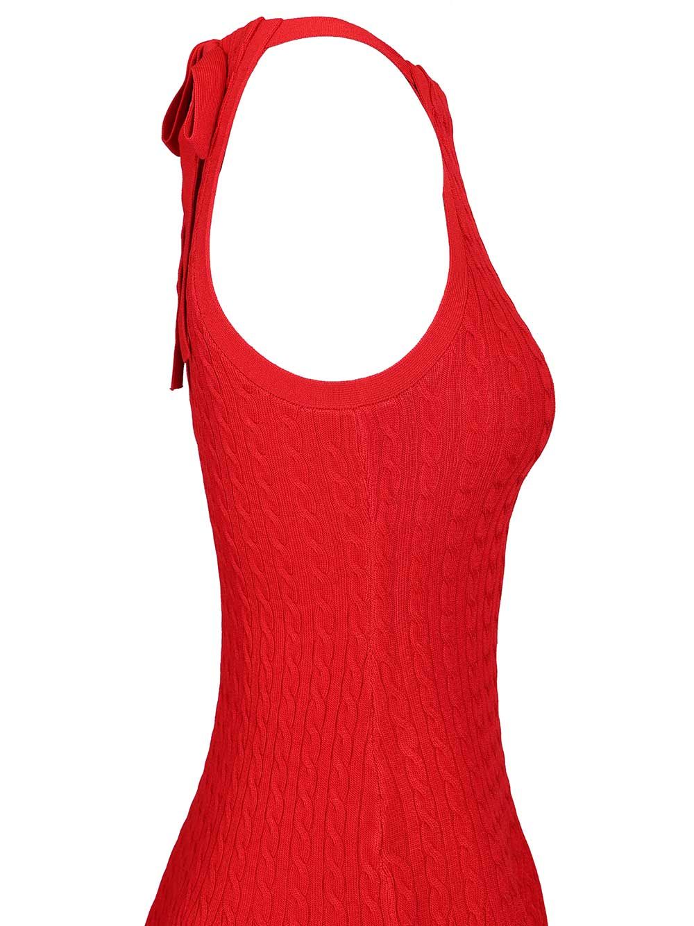 Cable knit halter dress Red Viscose Nylon (recycled)