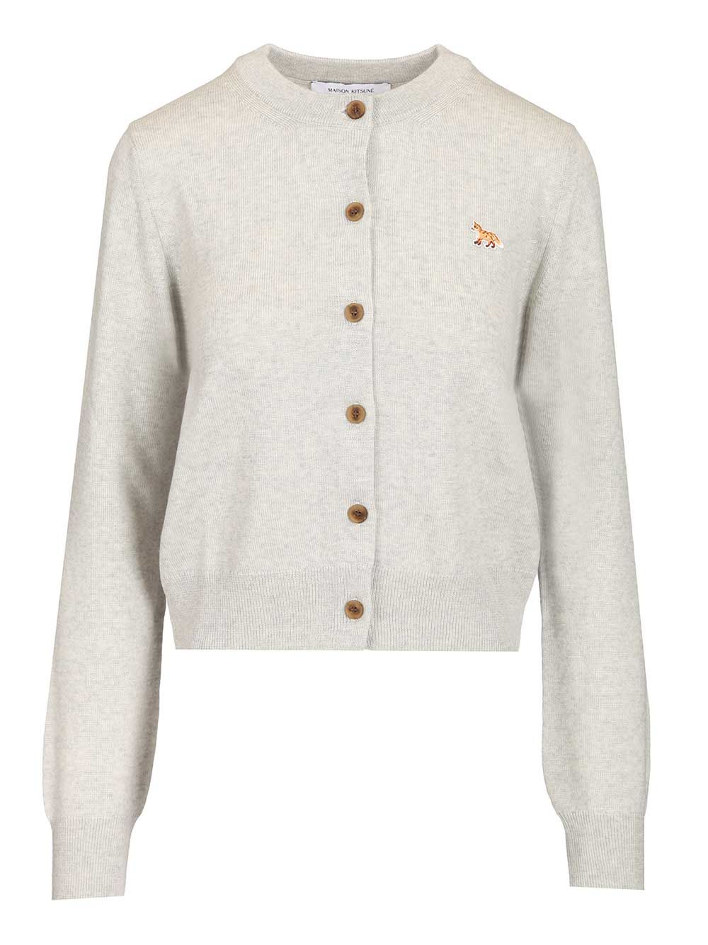 BABY FOX MERINO REGULAR CARDIGAN Grey Wool Knitwear