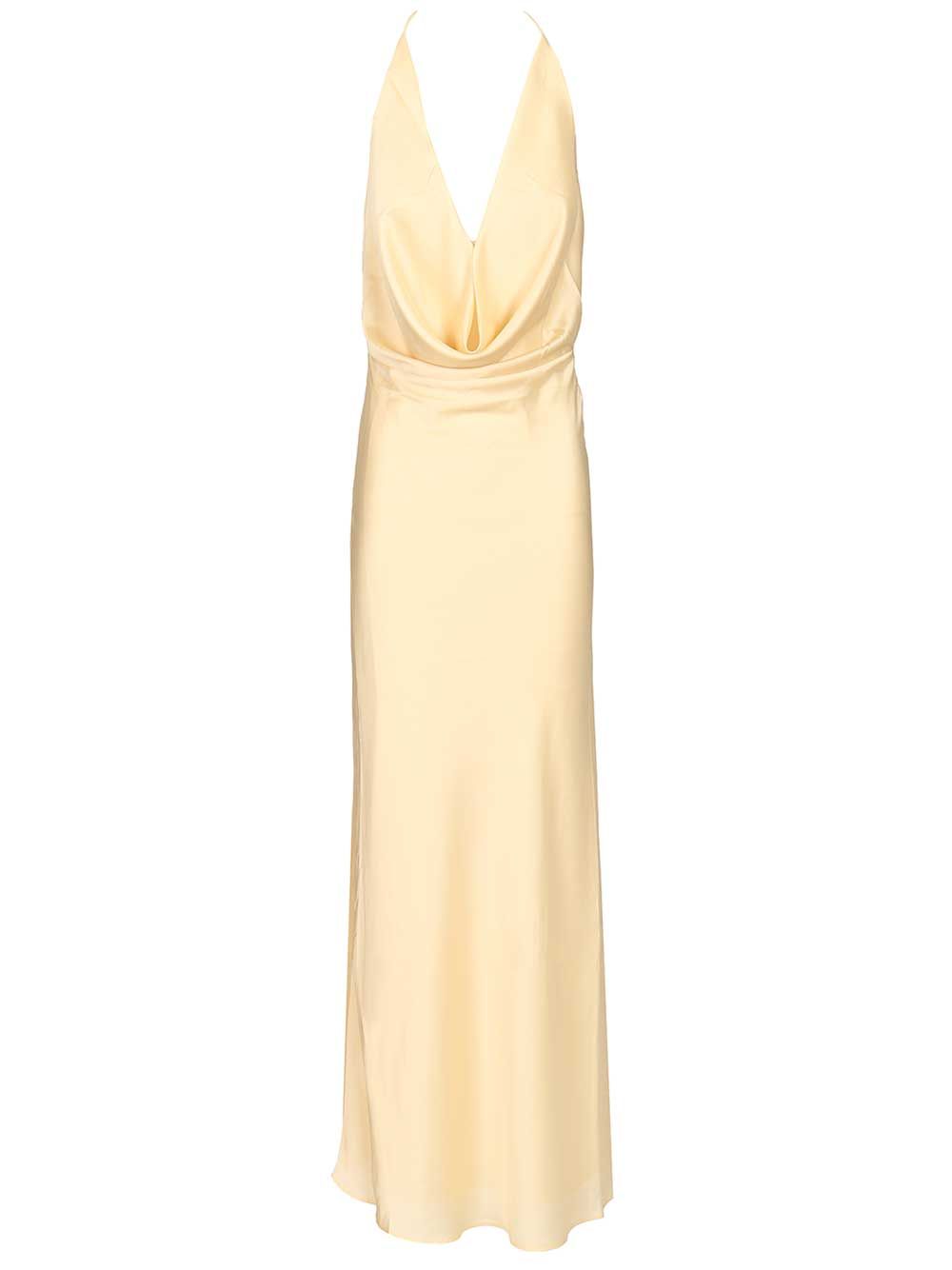 Chiffon Halter Dress Gold