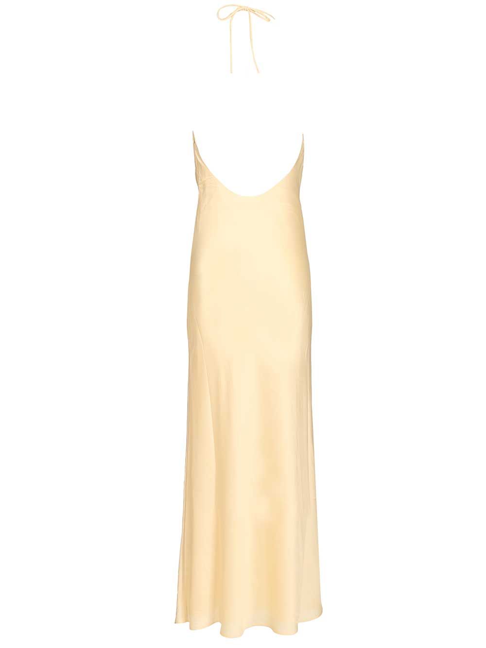 Chiffon Halter Dress Gold
