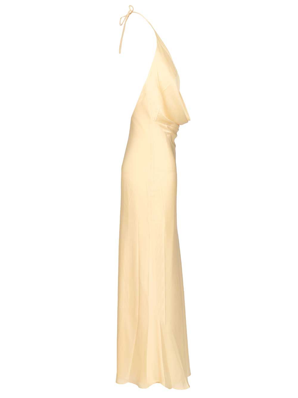 Chiffon Halter Dress Gold