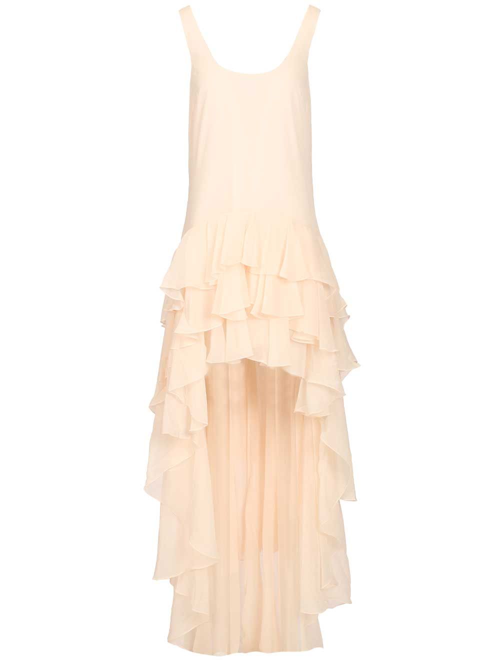 Chiffon Ruffle Dress Beige