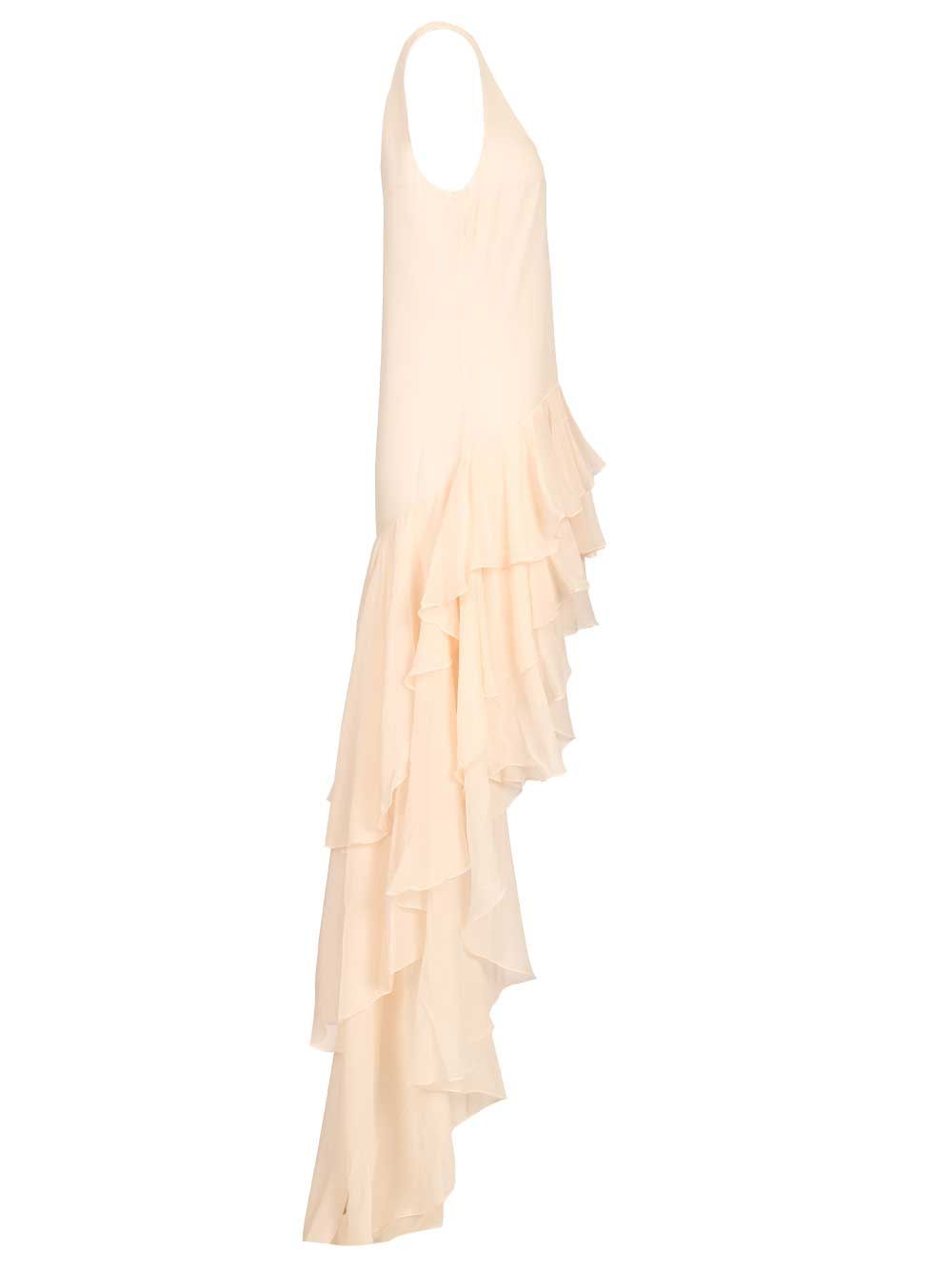 Chiffon Ruffle Dress Beige