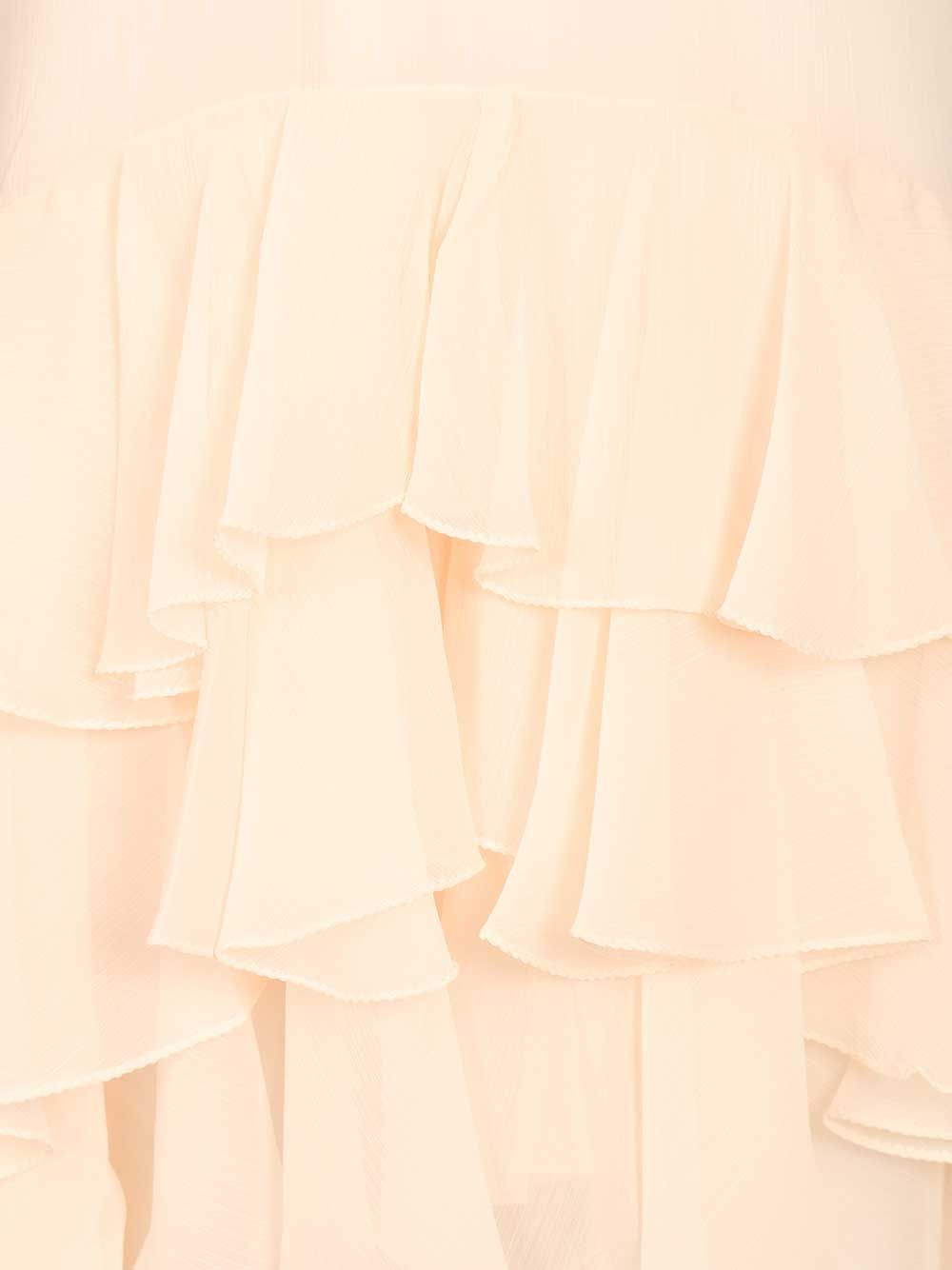 Chiffon Ruffle Dress Beige