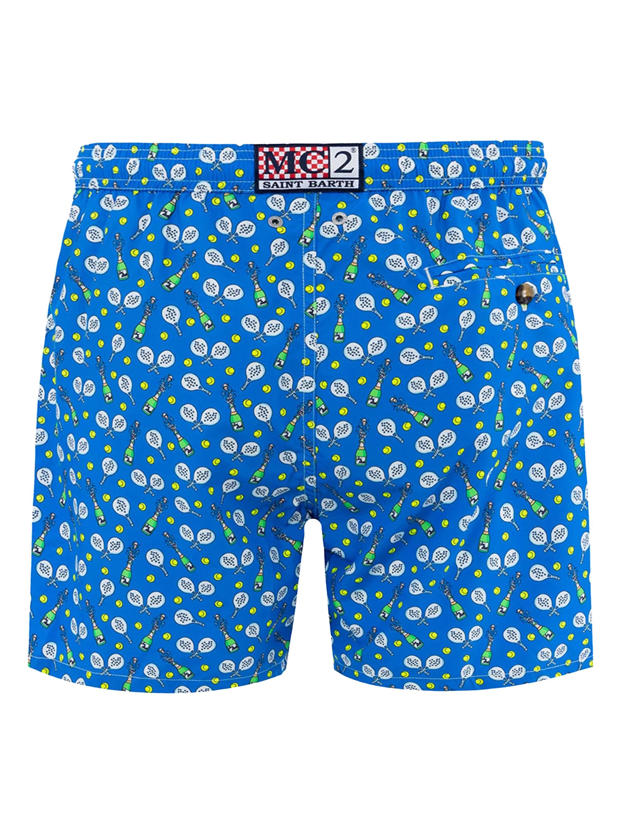 Man Lightweight Fabric Swim-Shorts Lighting Micro Fantasy With Padel Winner Print Blue Swimshort