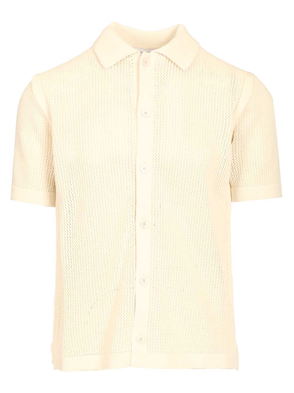 OPEN KNIT SHORT SLEEVE CARDIGAN White Cotton Knitwear