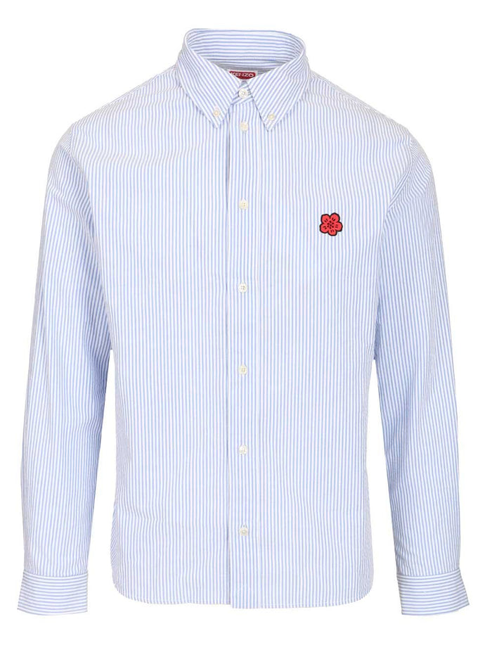 Boke Flowers Shirt Light Blue Cotton
