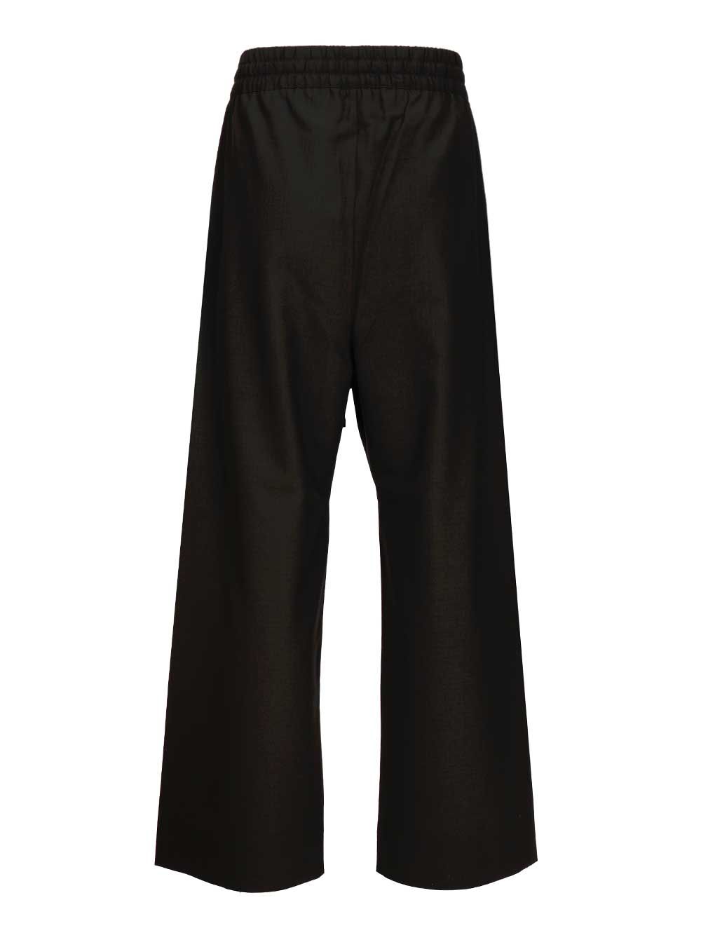 WIDE LEG DRAWSTRING PANTS Black Virgin Wool Trousers