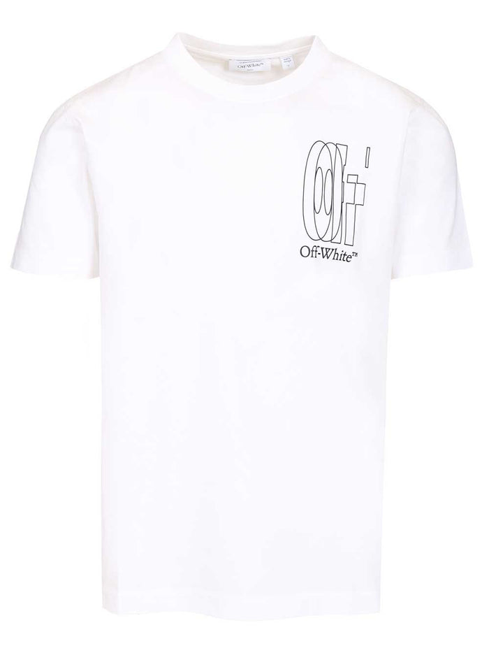 Outline Double Arrow Slim T-shirt White Cotton