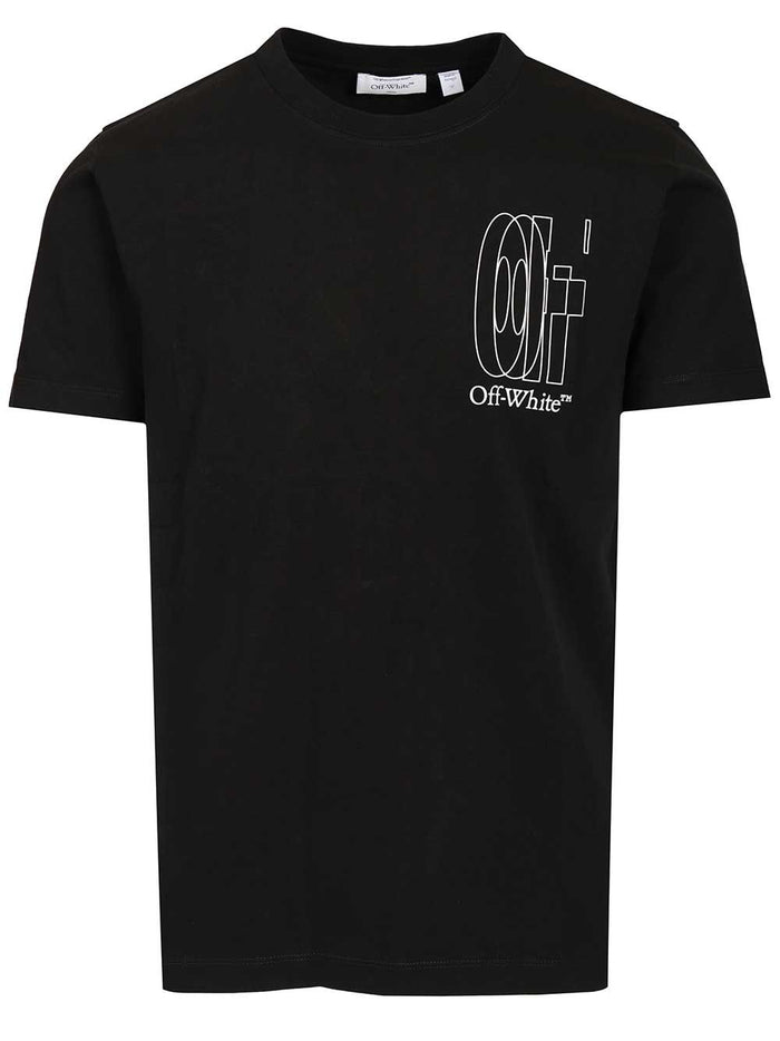 Outline Double Arrow Slim T-shirt Black Cotton