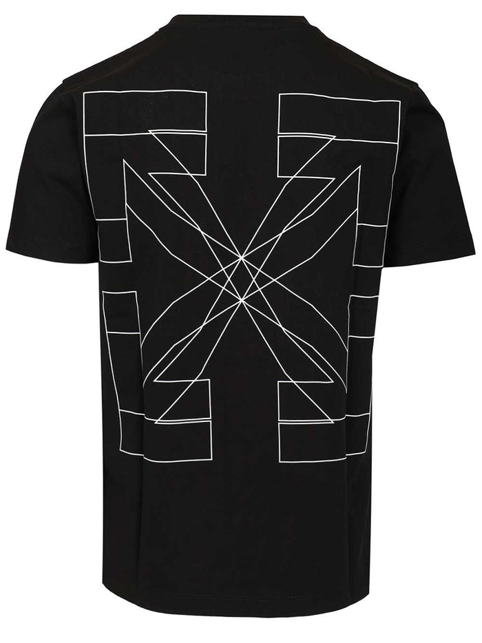 Outline Double Arrow Slim T-shirt Black Cotton