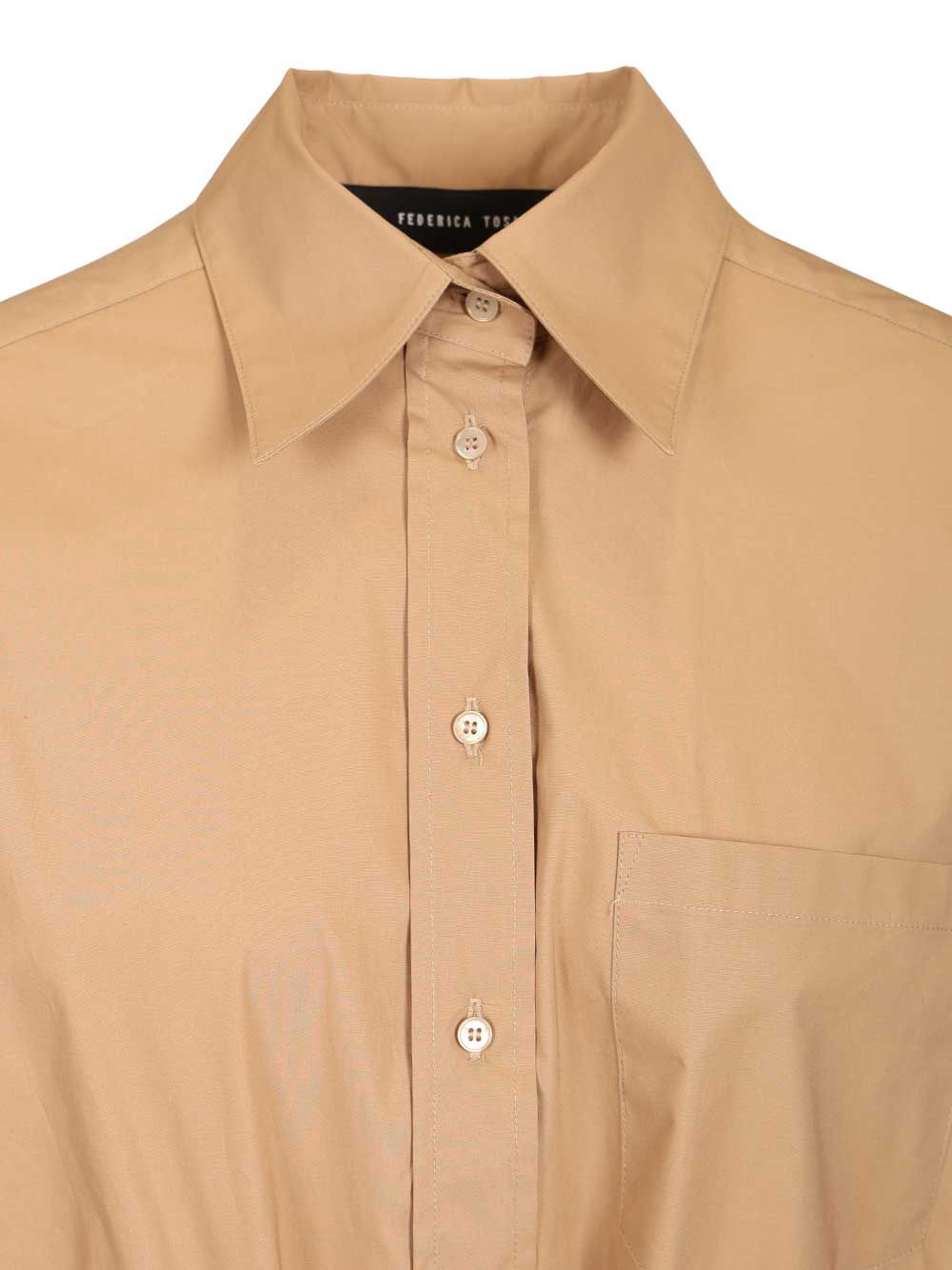 ABITO IN POPELINE CON CINTURA PELLE Beige Co Ea Dress