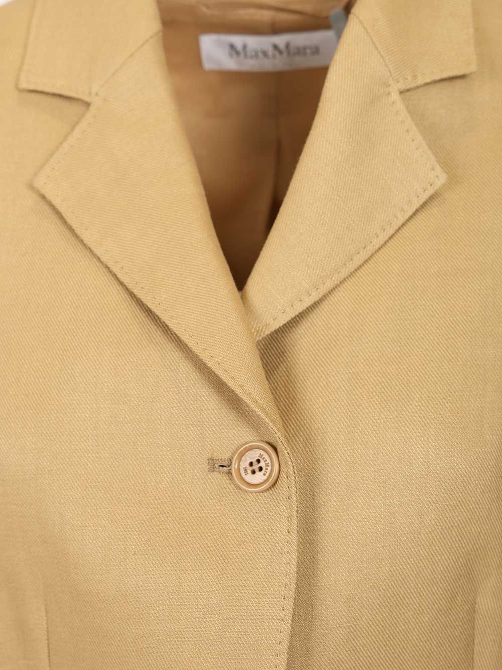 Linen diagonal crop jacket Beige