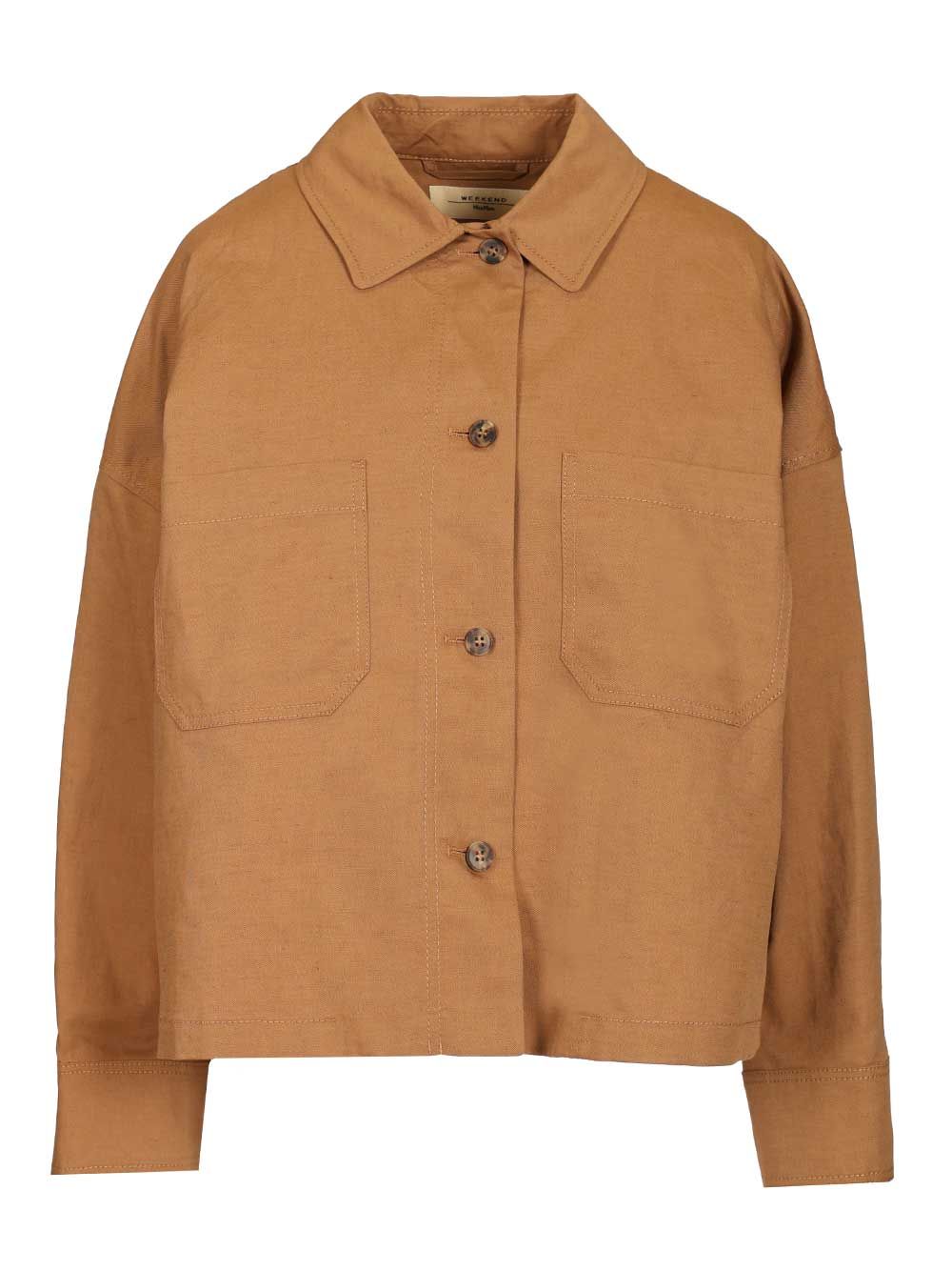 Oversized Jacket Cotton And Linen Mat Brown