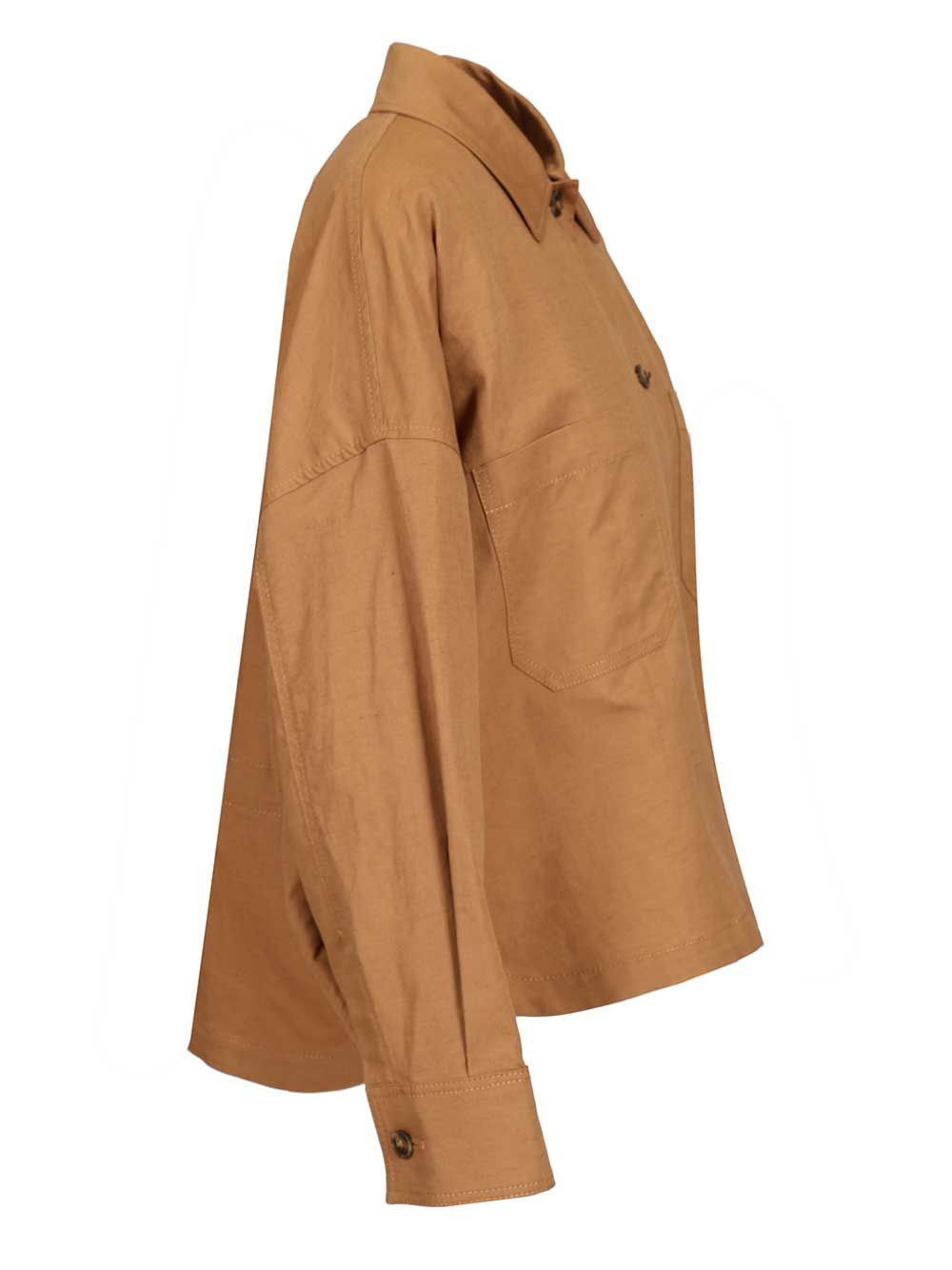 Oversized Jacket Cotton And Linen Mat Brown