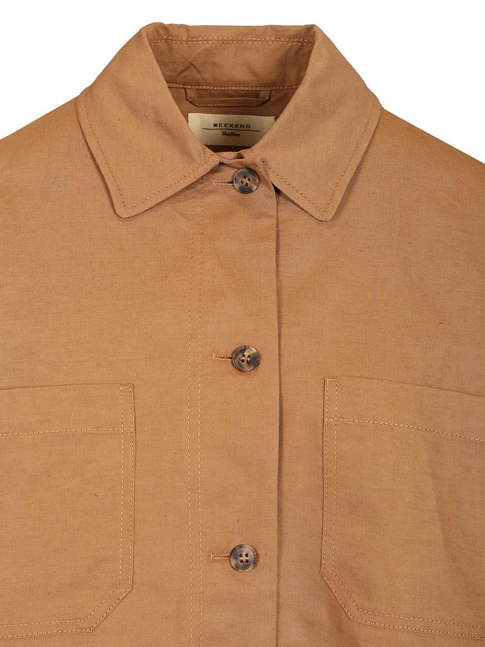 Oversized Jacket Cotton And Linen Mat Brown