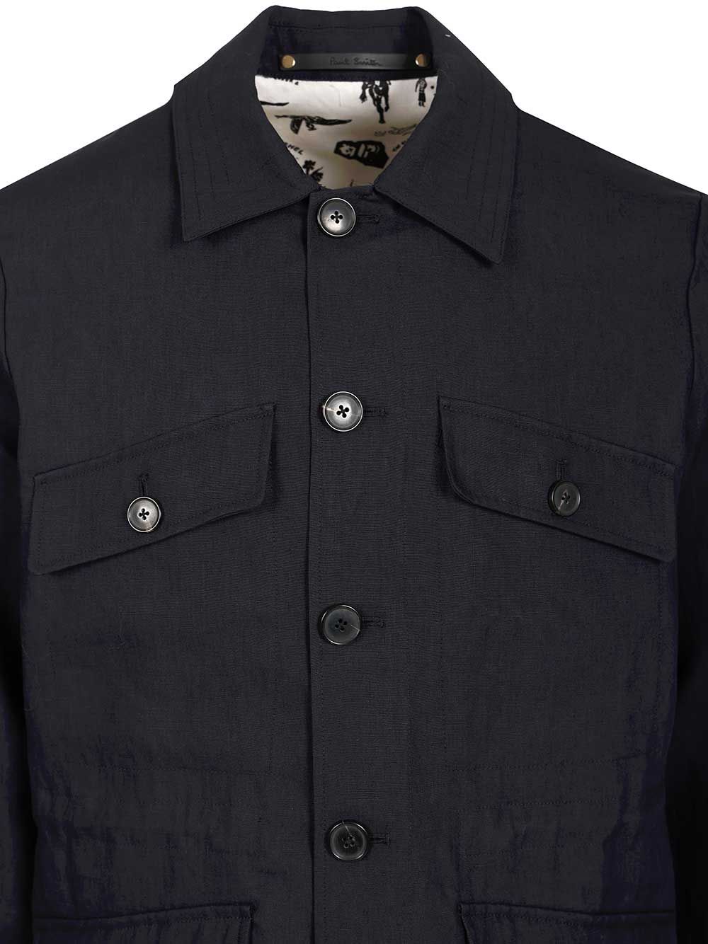 Linen field jacket Blue