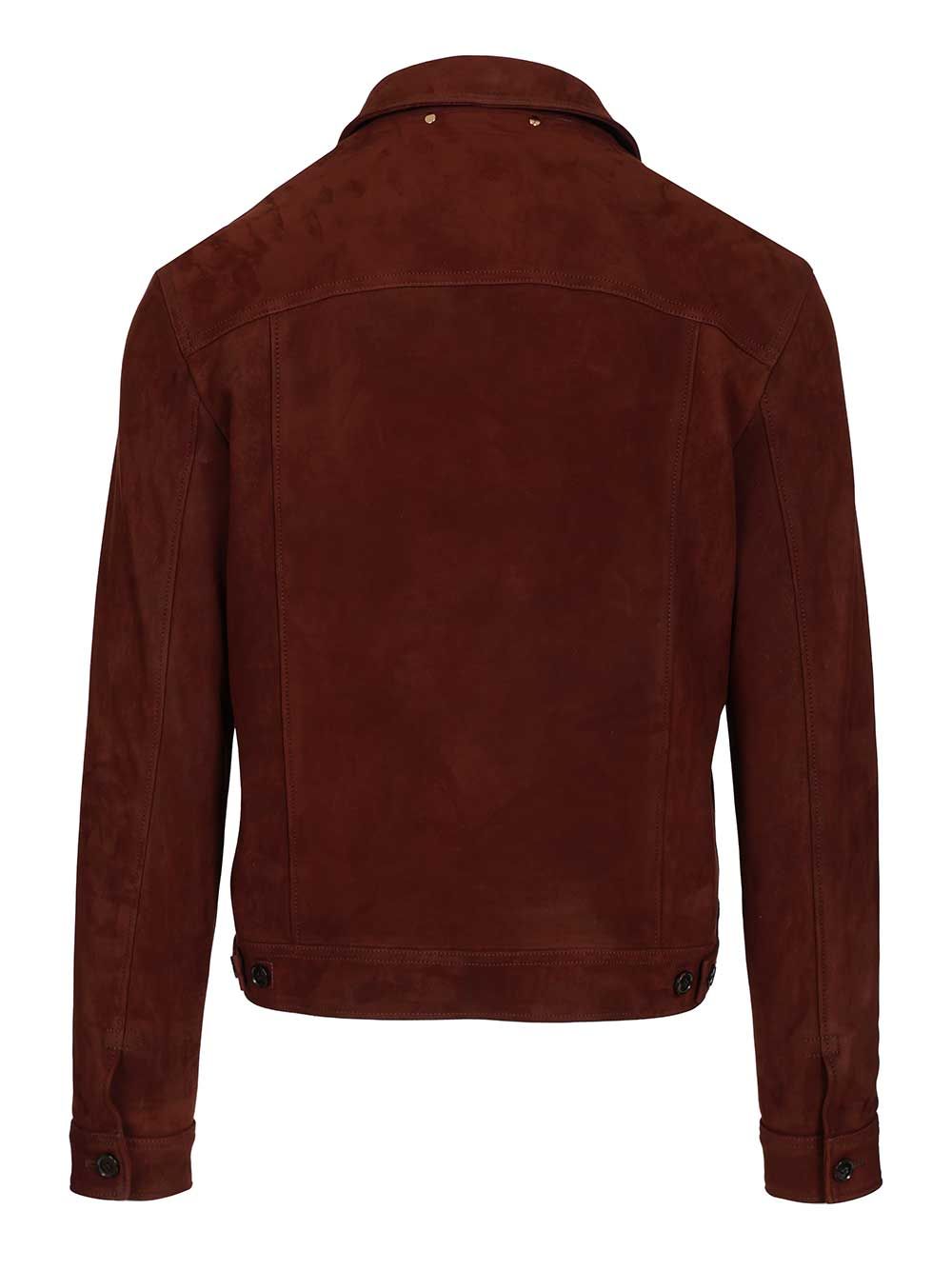 Pleated trucker jacket Brown