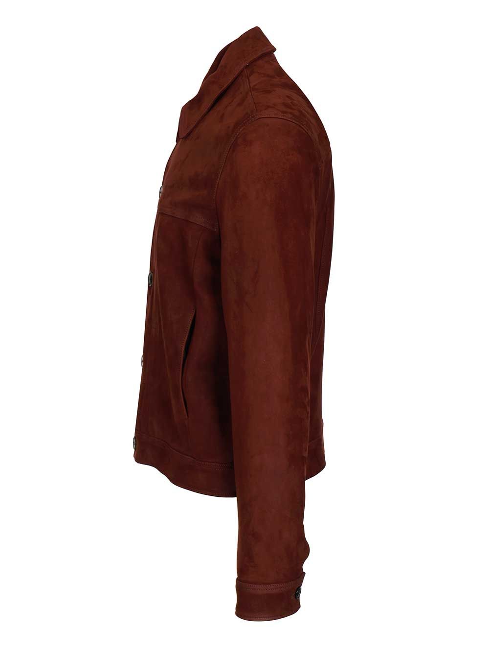 Pleated trucker jacket Brown