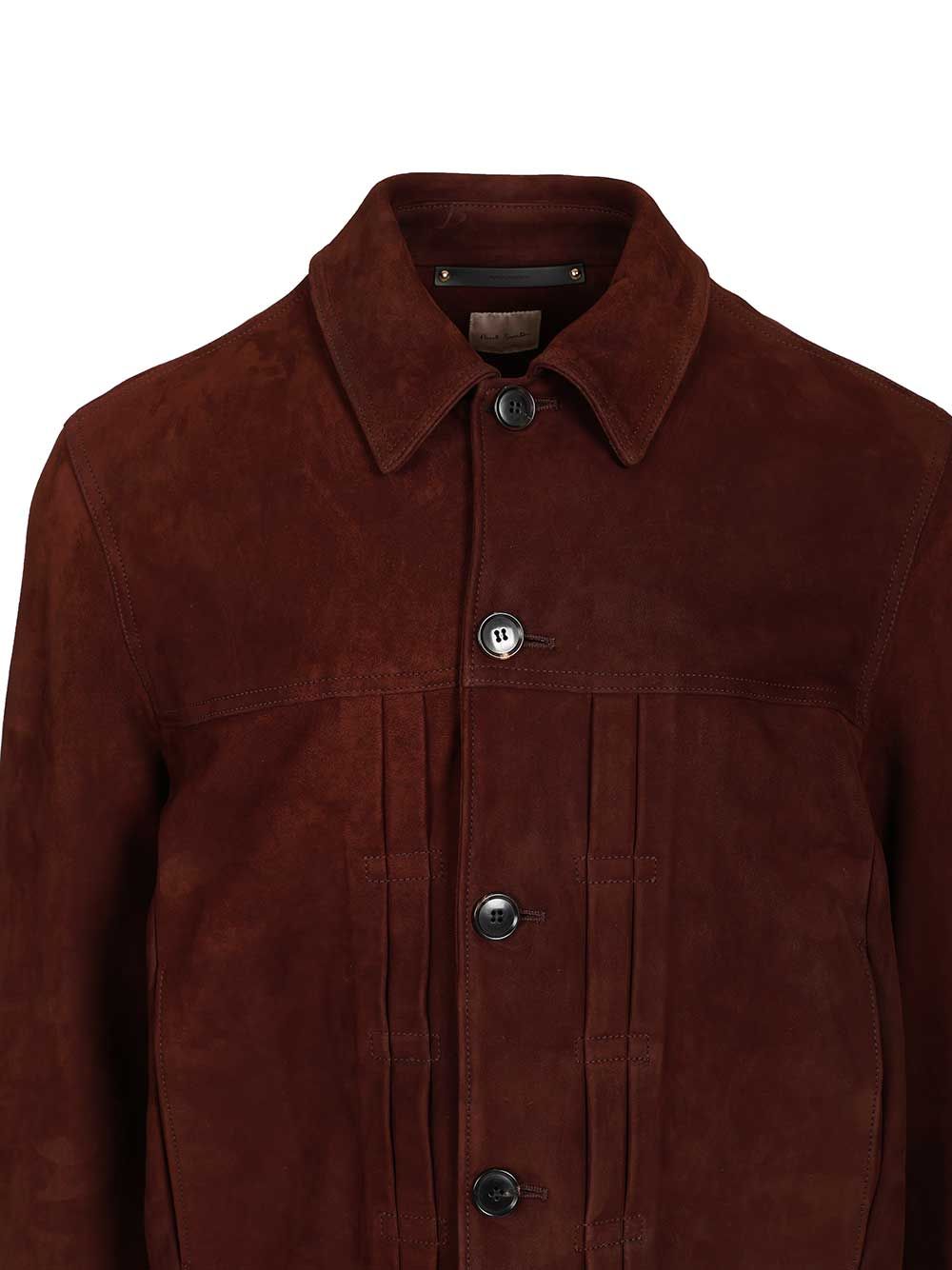 Pleated trucker jacket Brown