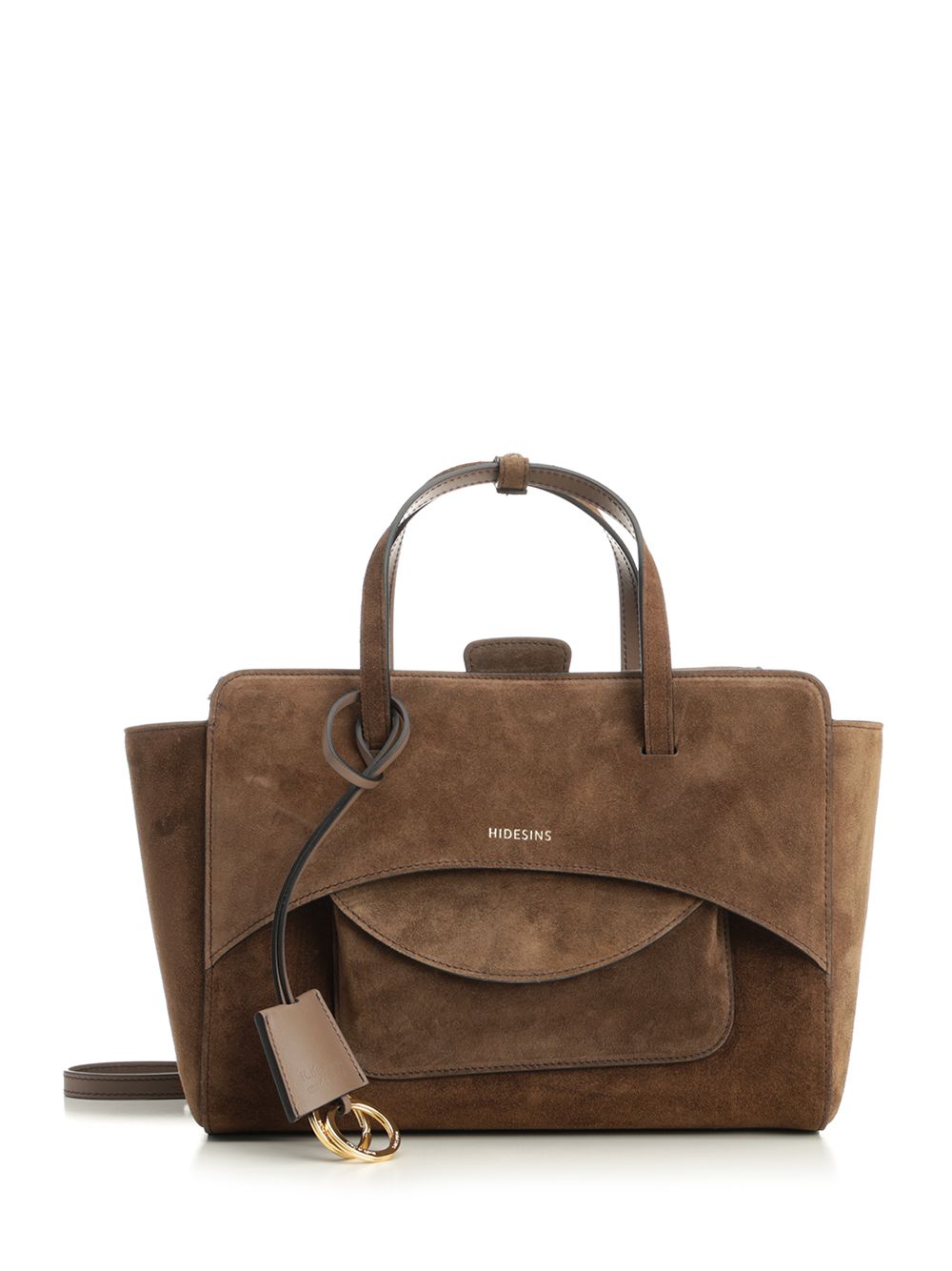 Flap M Suede Handbag Brown Calf Leather Handbags