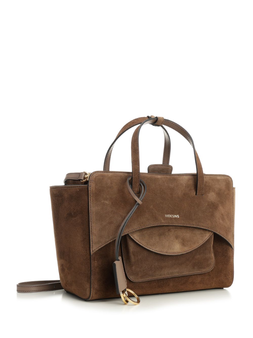Flap M Suede Handbag Brown Calf Leather Handbags