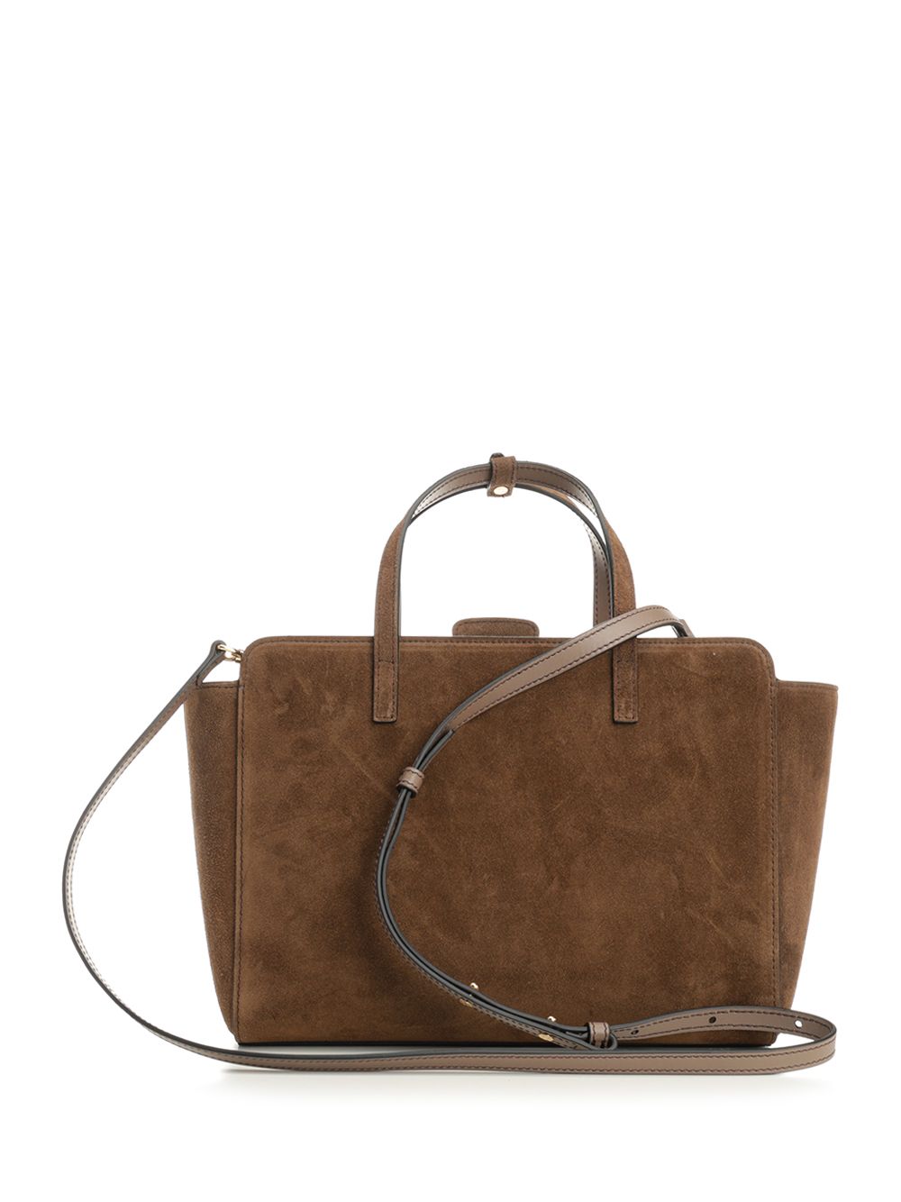 Flap M Suede Handbag Brown Calf Leather Handbags