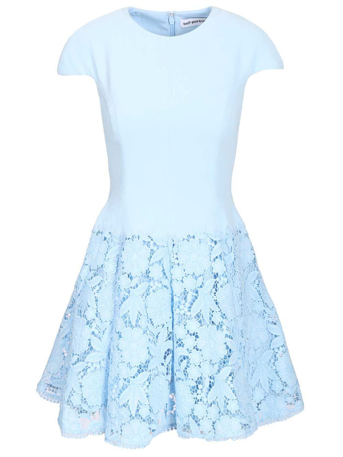 BLUE CREPE LACE MINI DRESS Light