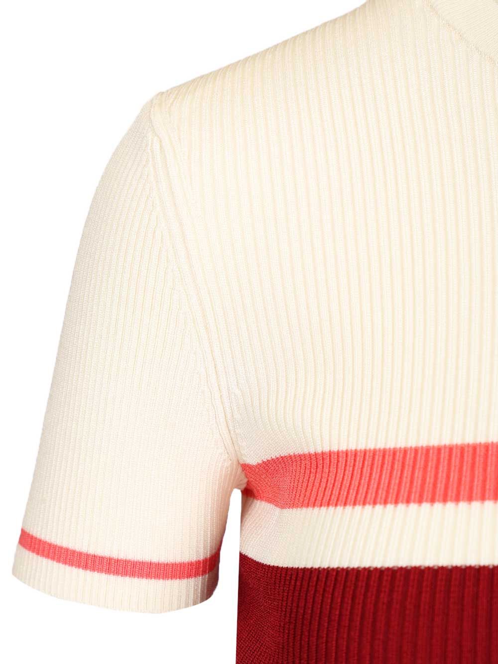 CREAM STRIPE VISCOSE KNIT TOP White Vi Pes Pa Ea Knitwear