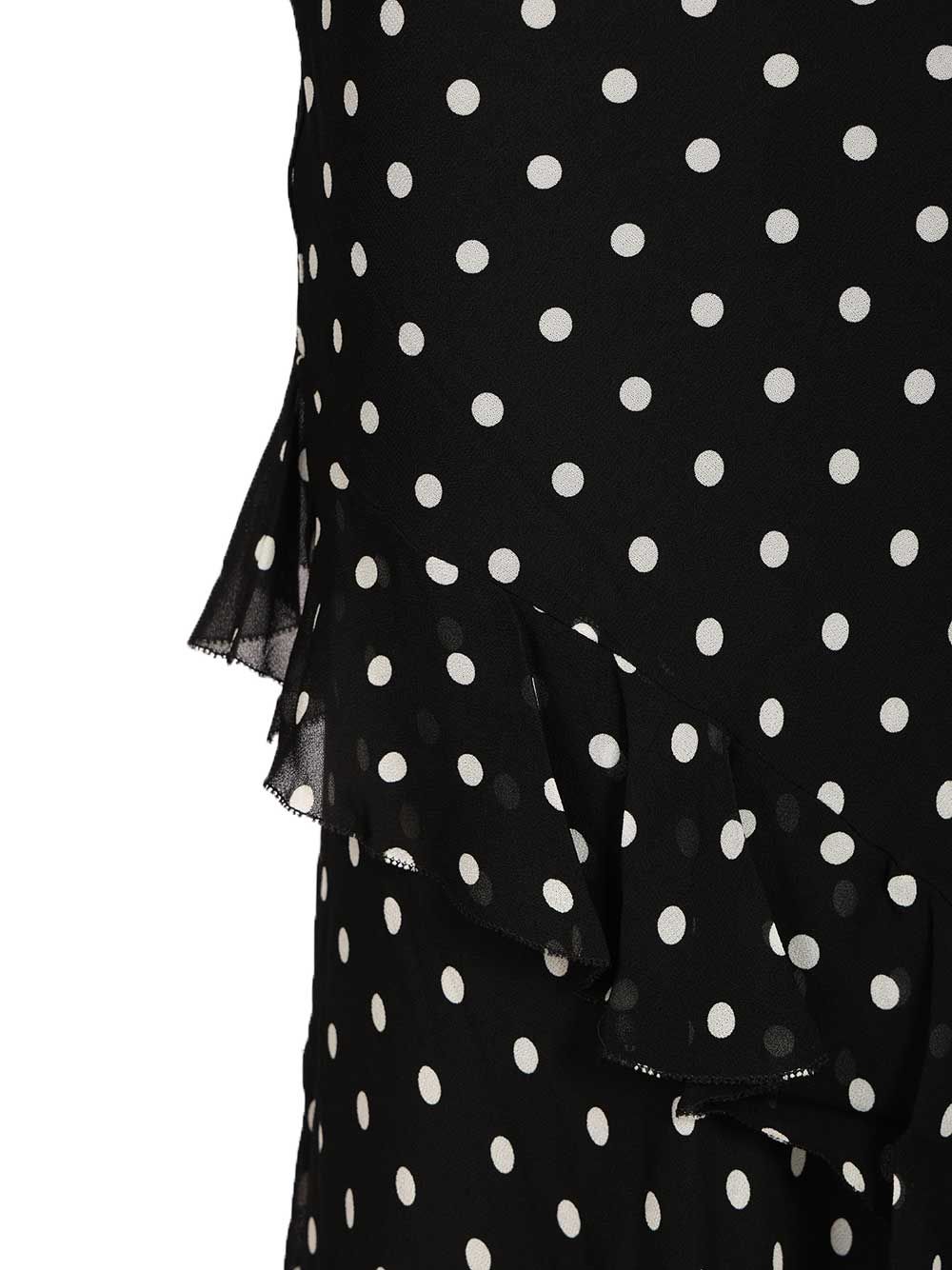 BLACK POLKA DOT GEORGETTE MAXI DRESS Mainvi Liningvi