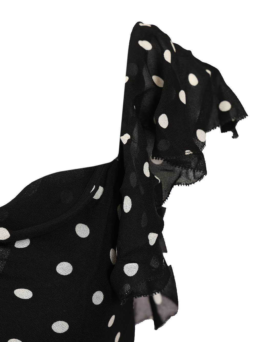 BLACK POLKA DOT GEORGETTE MAXI DRESS Mainvi Liningvi