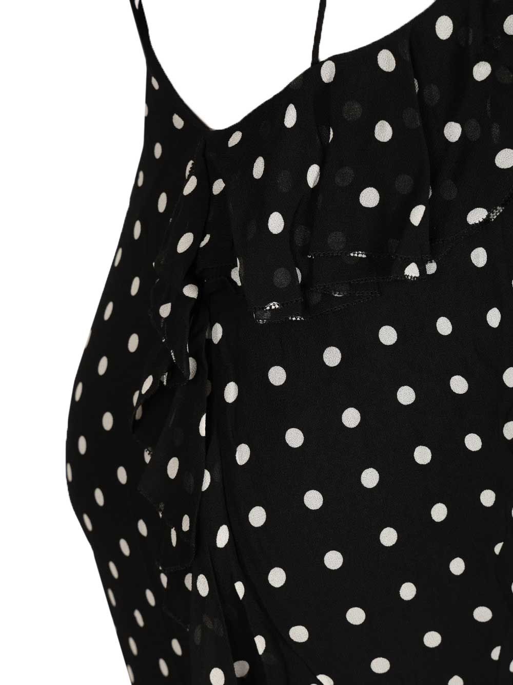 BLACK POLKA DOT GEORGETTE MAXI DRESS Mainvi Liningvi