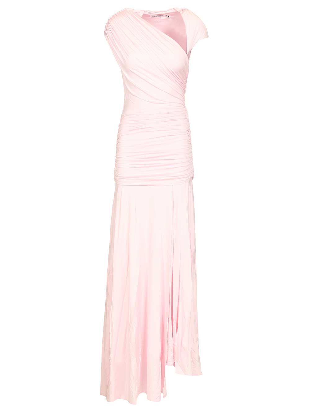 PINK JERSEY DRAPED MAXI DRESS Rose Mainvi Ea Liningvi