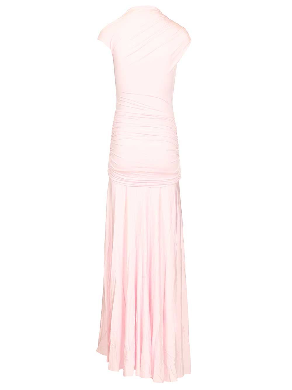 PINK JERSEY DRAPED MAXI DRESS Rose Mainvi Ea Liningvi