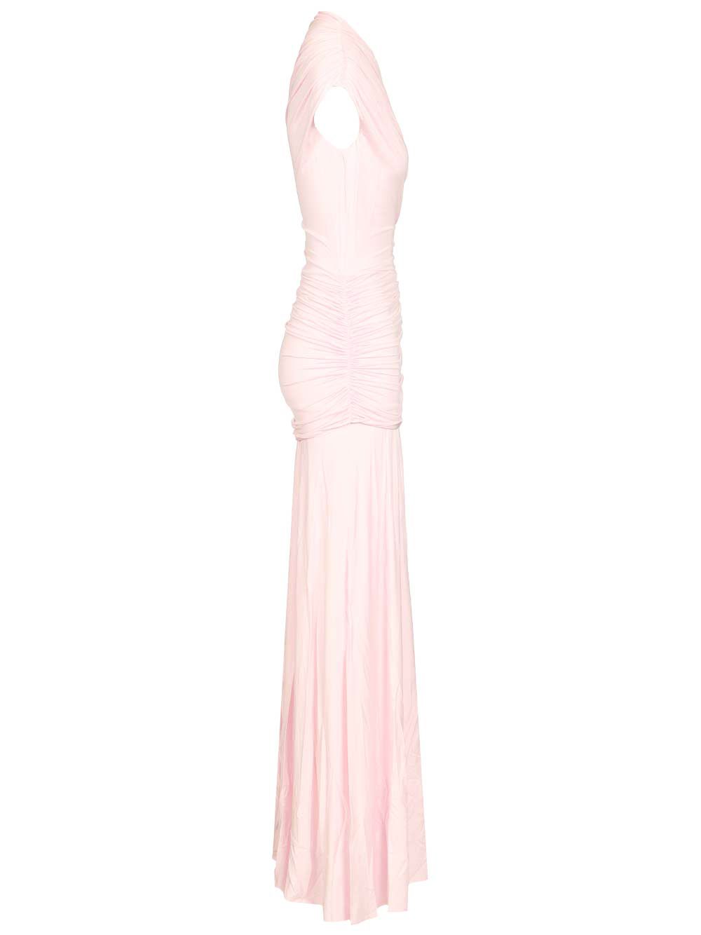 PINK JERSEY DRAPED MAXI DRESS Rose Mainvi Ea Liningvi