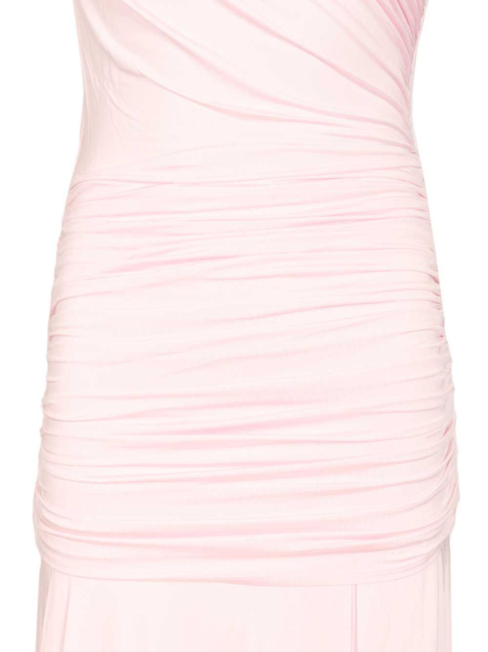 PINK JERSEY DRAPED MAXI DRESS Rose Mainvi Ea Liningvi