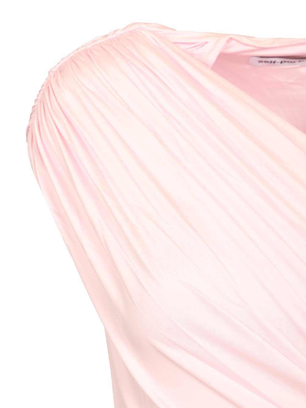 PINK JERSEY DRAPED MAXI DRESS Rose Mainvi Ea Liningvi